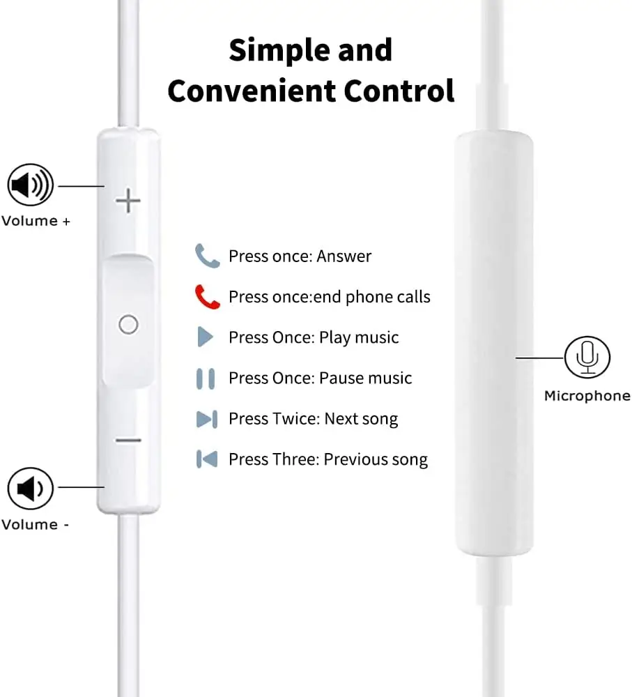 Original Wired Earphones For iPhone 17 16 15 14 13 12 11 Pro Max iPad In-Ear Earbuds For Lightning USB-C 3.5mm Earphone - Image 4