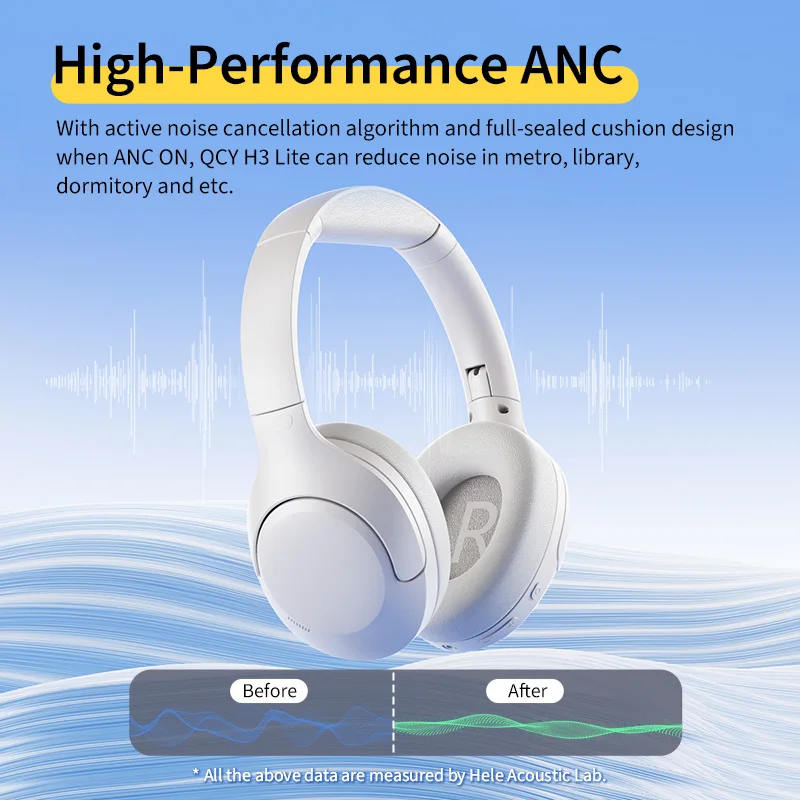 QCY H3 Lite ANC Wireless/Wired Headphones Bluetooth 5.3 Foldable Over Ear Headset HIFI Sound 60H Playtime Earphones Dual Connect - Image 2