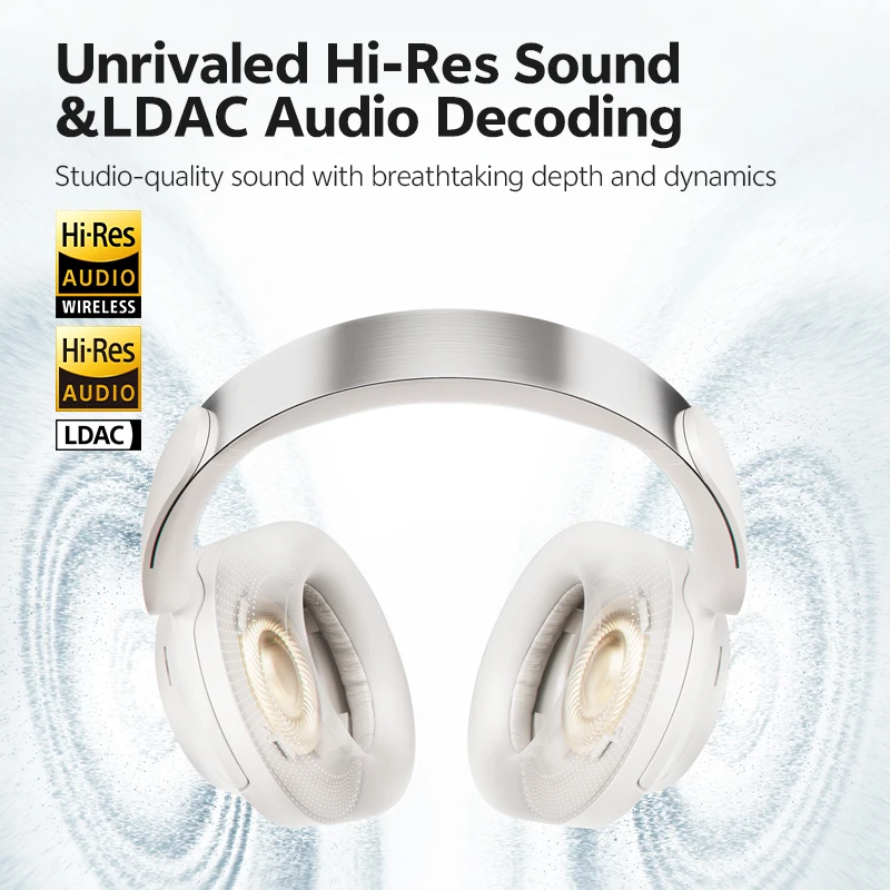 QCY H3S -56dB Adaptive ANC Over Ear Headphone Hi-Res LDAC Spatial Sound Wireless Earphone Bluetooth 6.0 Dual Driver 102H Headset - Image 3