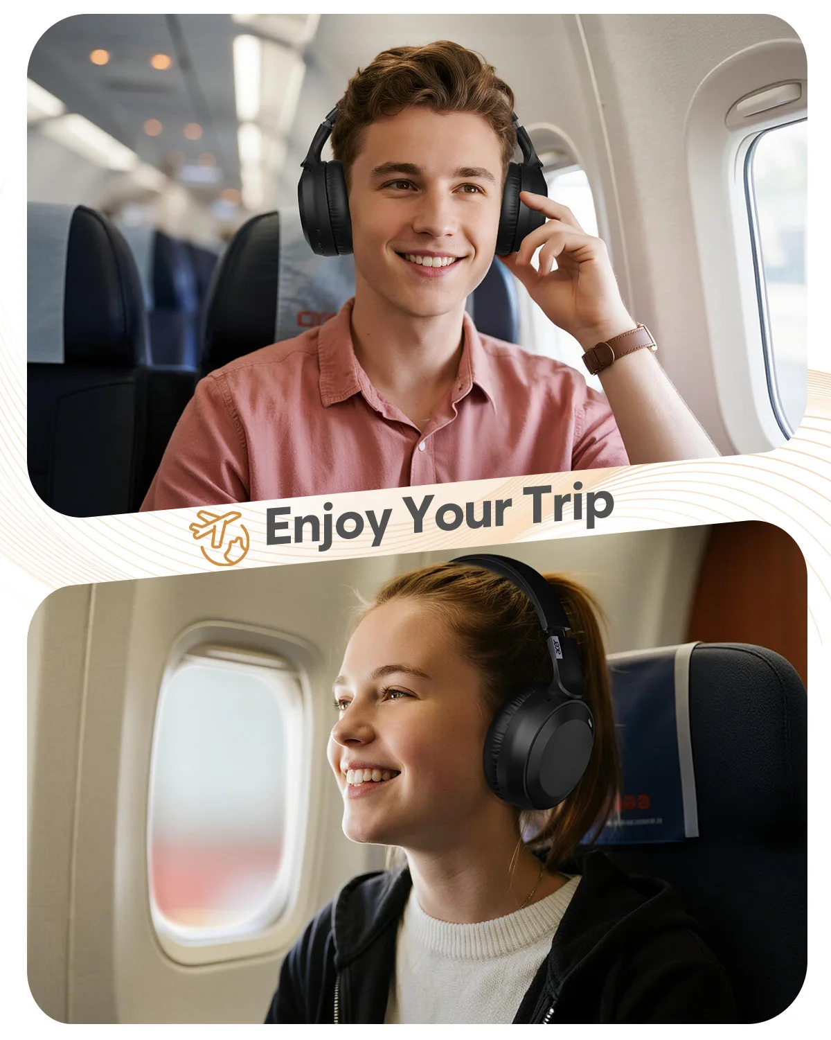 Acer OHR205 Wireless Bluetooth 6.0 Headphones Foldable Over-Ear Headphones Memory Foam Earpads Multipoint for Travel Home Office - Image 5