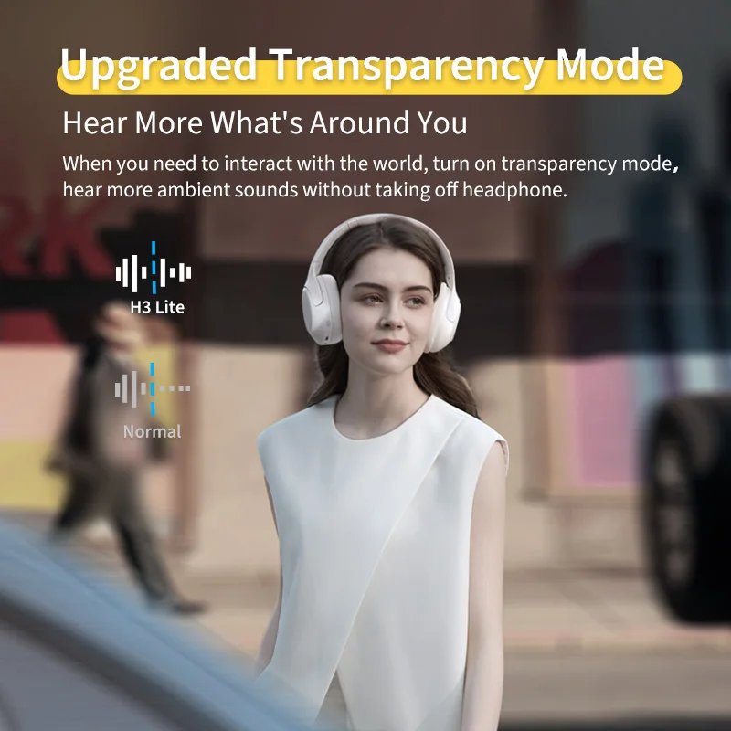 QCY H3 Lite ANC Wireless/Wired Headphones Bluetooth 5.3 Foldable Over Ear Headset HIFI Sound 60H Playtime Earphones Dual Connect - Image 4
