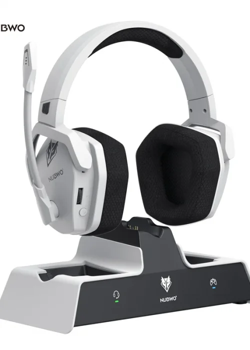 NUBWO G06 Wireless Headsets Gamer with Charging Station for Headset and PS5 Controller Gaming Headphones Long Battery Life