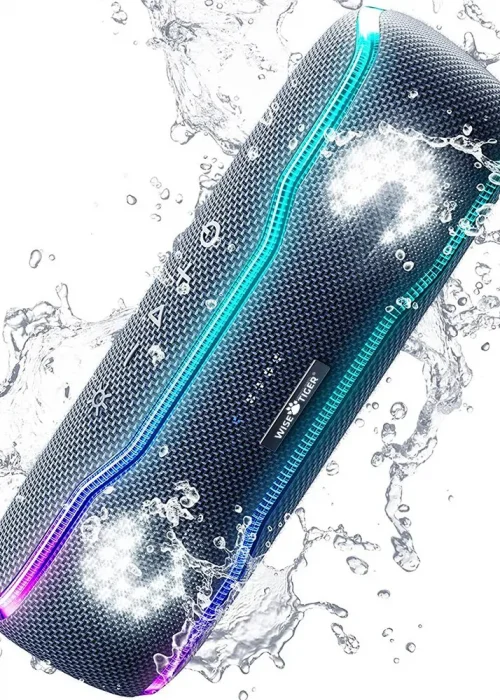 WISETIGER Speaker Outdoor Portable IPX7 Waterproof Sound Box BT5.3 Louderspeaker Stereo with 25W Colorful Light Surround Speaker