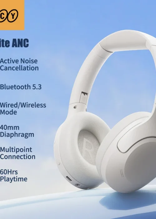 QCY H3 Lite ANC Wireless/Wired Headphones Bluetooth 5.3 Foldable Over Ear Headset HIFI Sound 60H Playtime Earphones Dual Connect